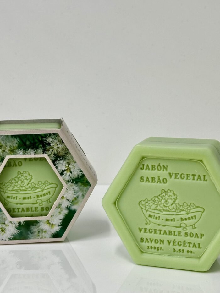 Jabon vegetal hexagonal de miel y arbol de te (100gr) - Imagen 2