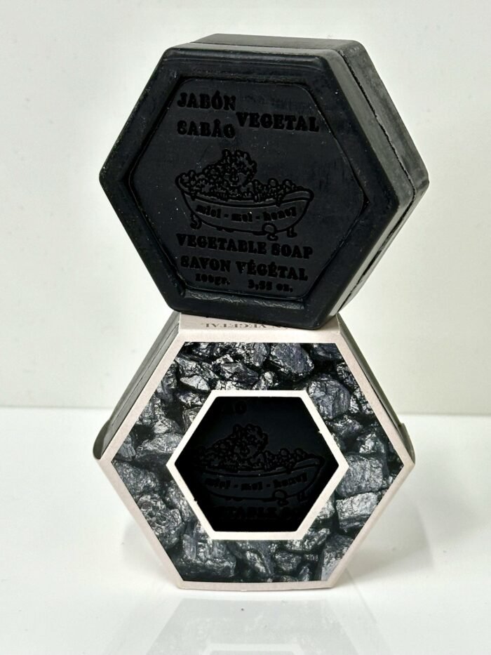 Jabon vegetal hexagonal de miel y carbon (100gr) - Imagen 3